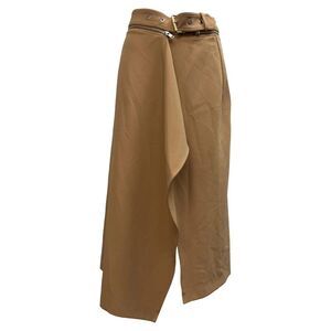 Dion Lee Belted Midi A-Line Skirt in Brown Polyester